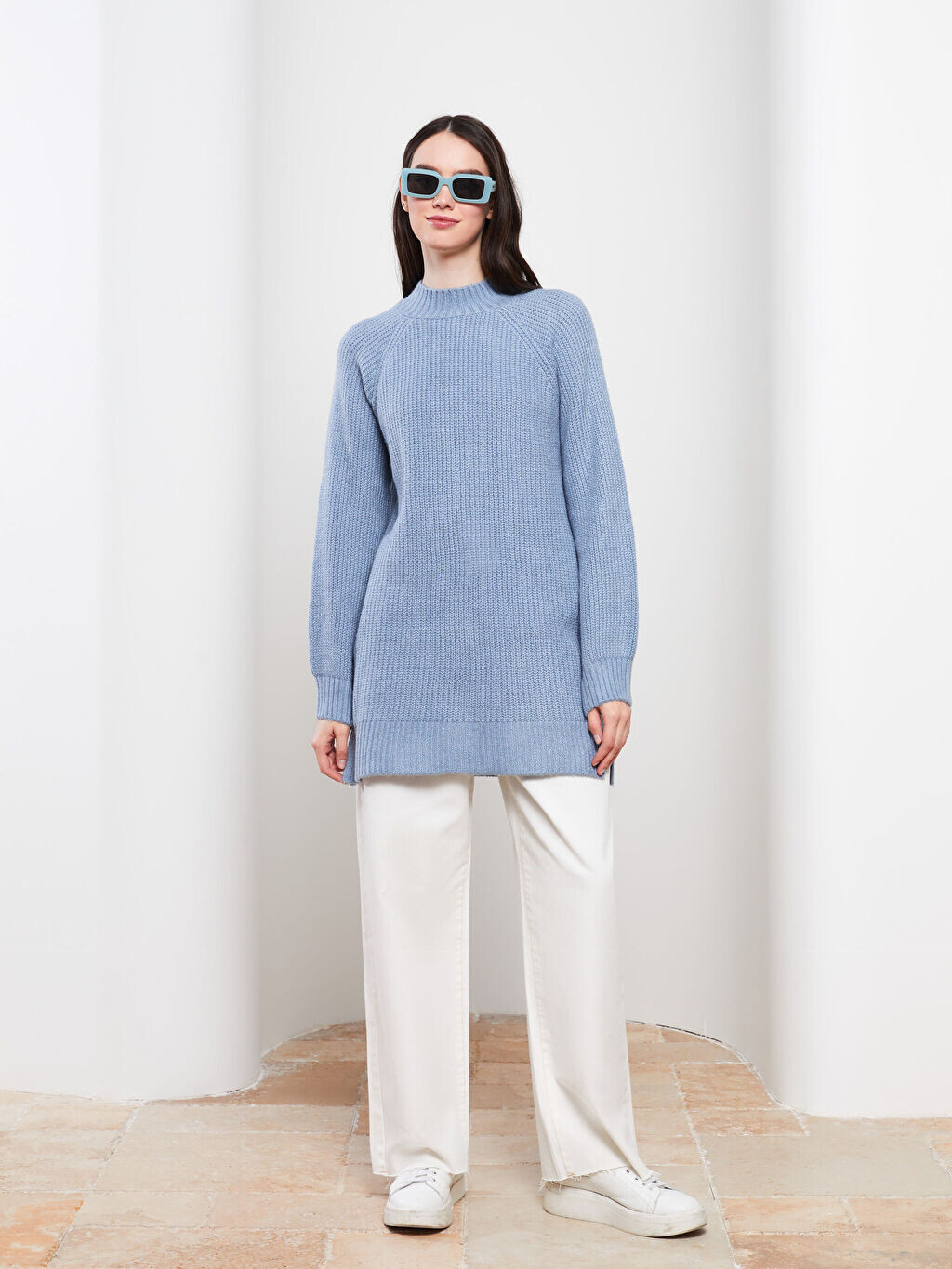 

Половина водолазки прямого кроя с длинным рукавом Женская туника LCW Modest
