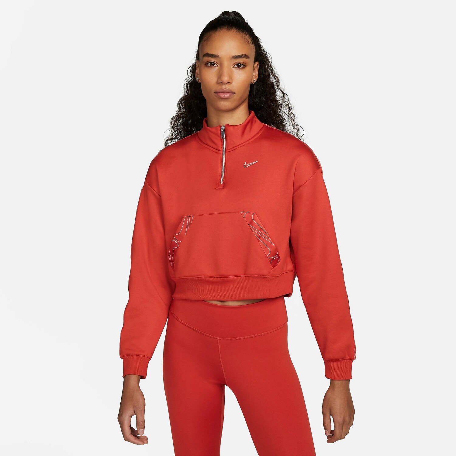 

Женская футболка для тренинга Nike Therma-FIT с молнией до половины, красный