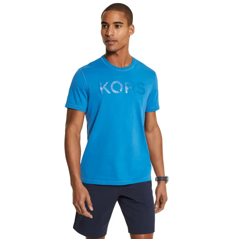 

Футболка Michael Kors Logo Striped Cotton Jersey, голубой, Синий