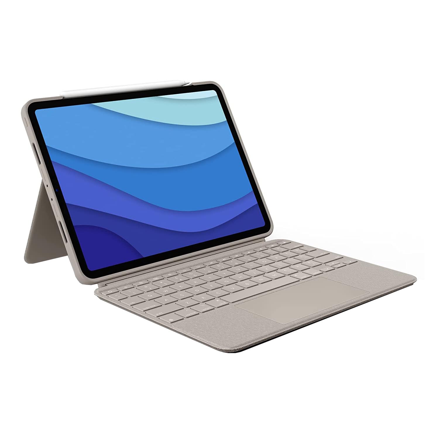 Чехол-клавиатура Logitech Combo Touch для iPad Pro 12.9'', английская раскладка, песочный чехол для клавиатуры doqo magic для ipad pro 12 9 2021 2020 чехол для клавиатуры с магнитной подсветкой и трекпадом корейский арабский иврит