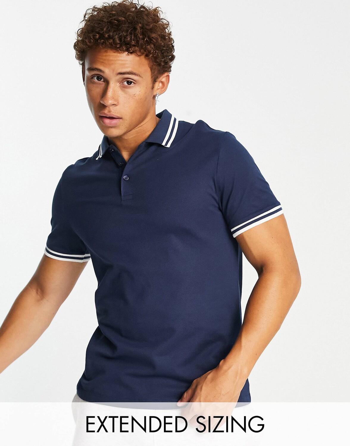 

Темно-синяя рубашка-поло из пике ASOS DESIGN, Синий