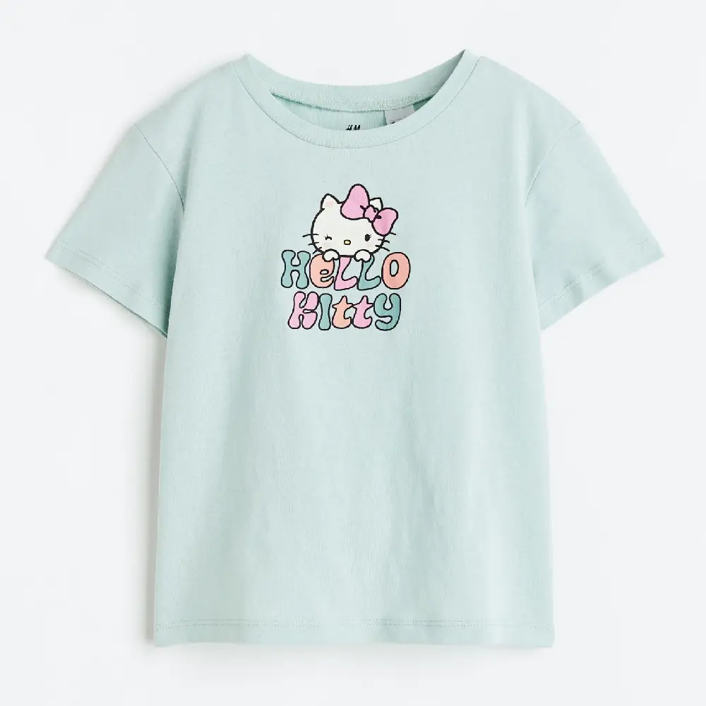 

Футболка H&M Kids Print Hello Kitty, светло-зеленый