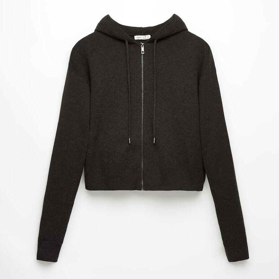 

Толстовка Oysho Knit Crop Jacket With Zip, черный