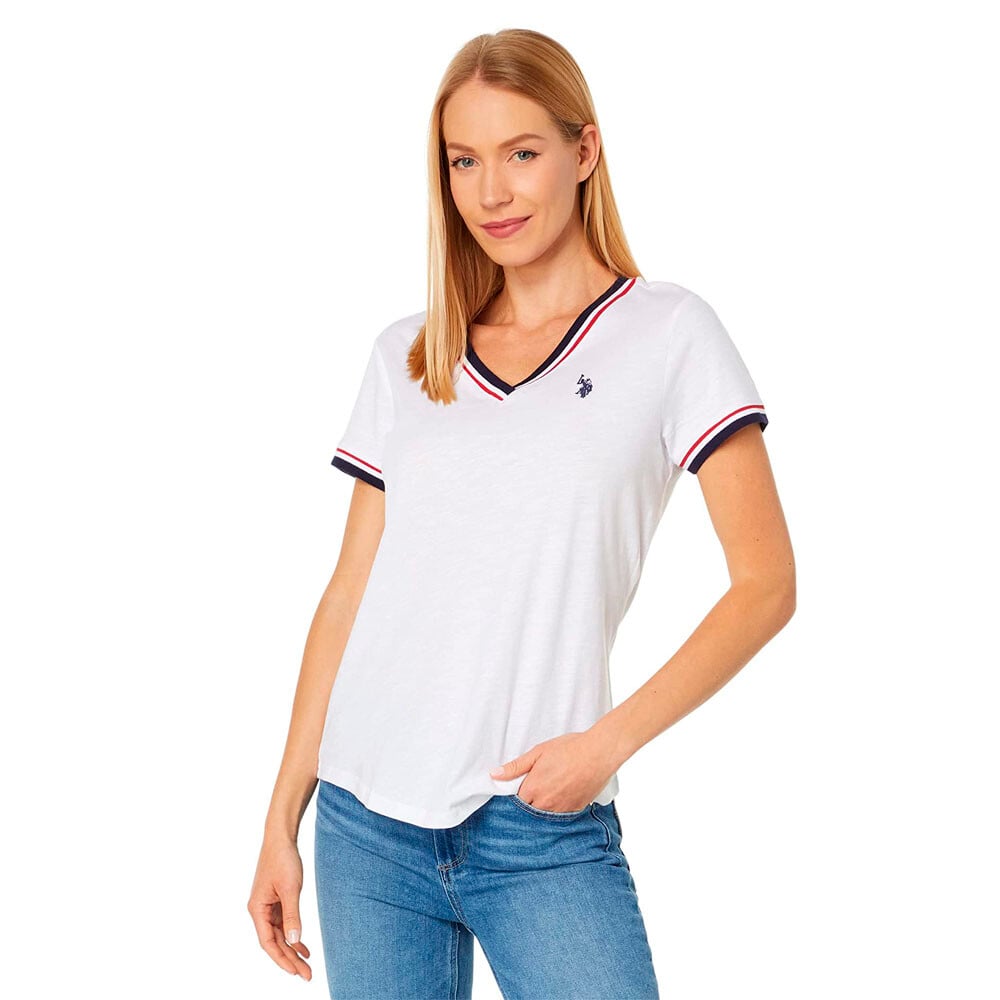 Футболка U.S. Polo Assn. Signature Tape V-Neck Tee, белый