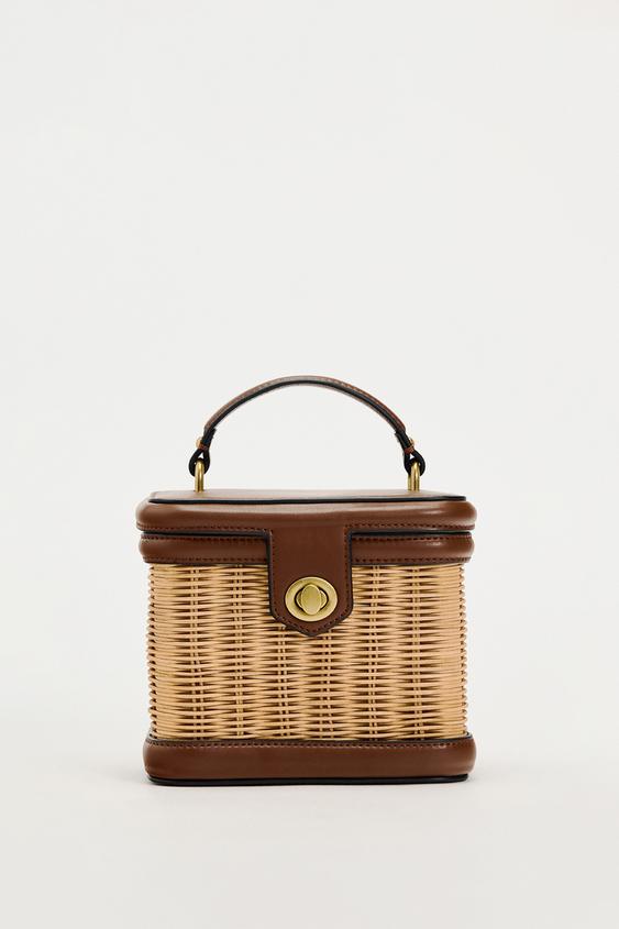 Сумка Zara Contrast Basket, коричневый сумка шоппер zara contrast бежевый черный