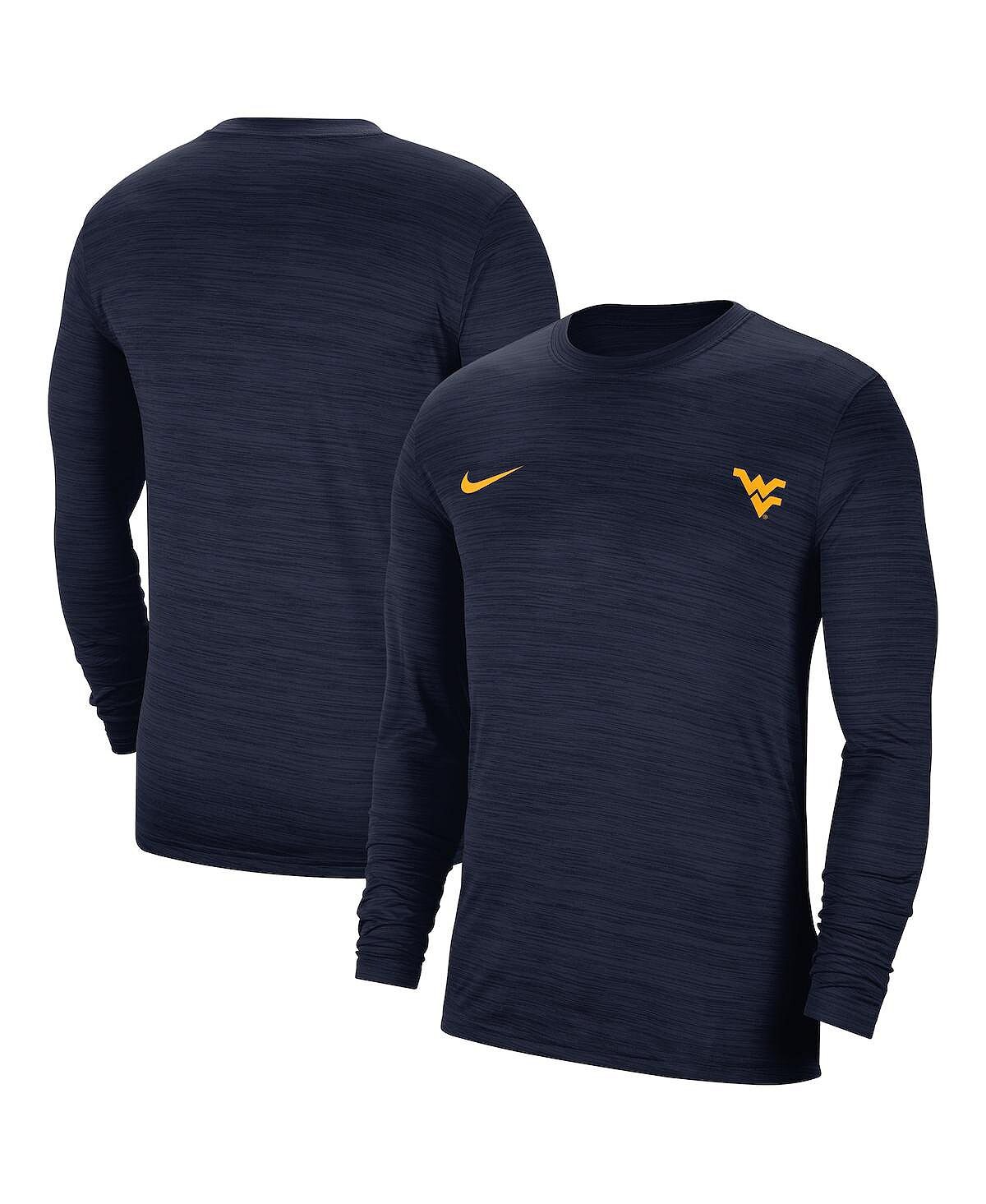 

Мужская темно-синяя футболка с длинным рукавом west virginia mountaineers velocity legend performance Nike, синий