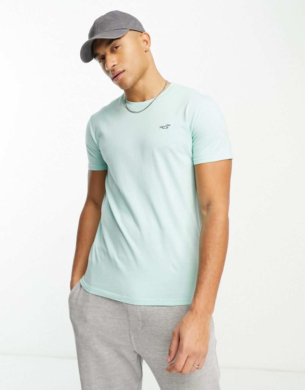 

Мятно-зеленая футболка с логотипом Hollister, Зеленый