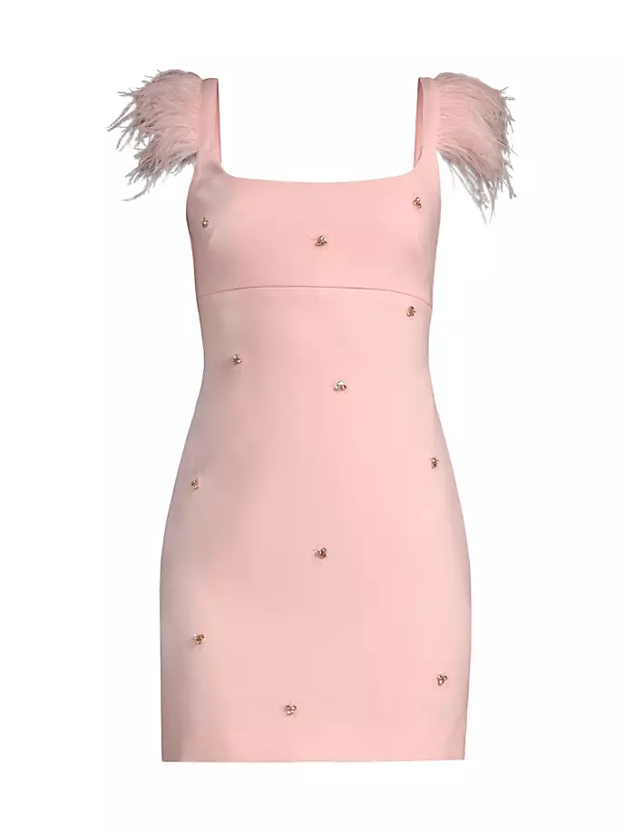 

Мини-платье Cameron с перьями и кристаллами Likely, цвет rose shadow