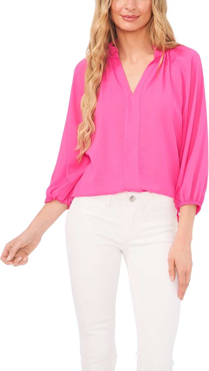 

Топ CeCe Raglan Sleeve V-Neck Top, цвет Bright Rose