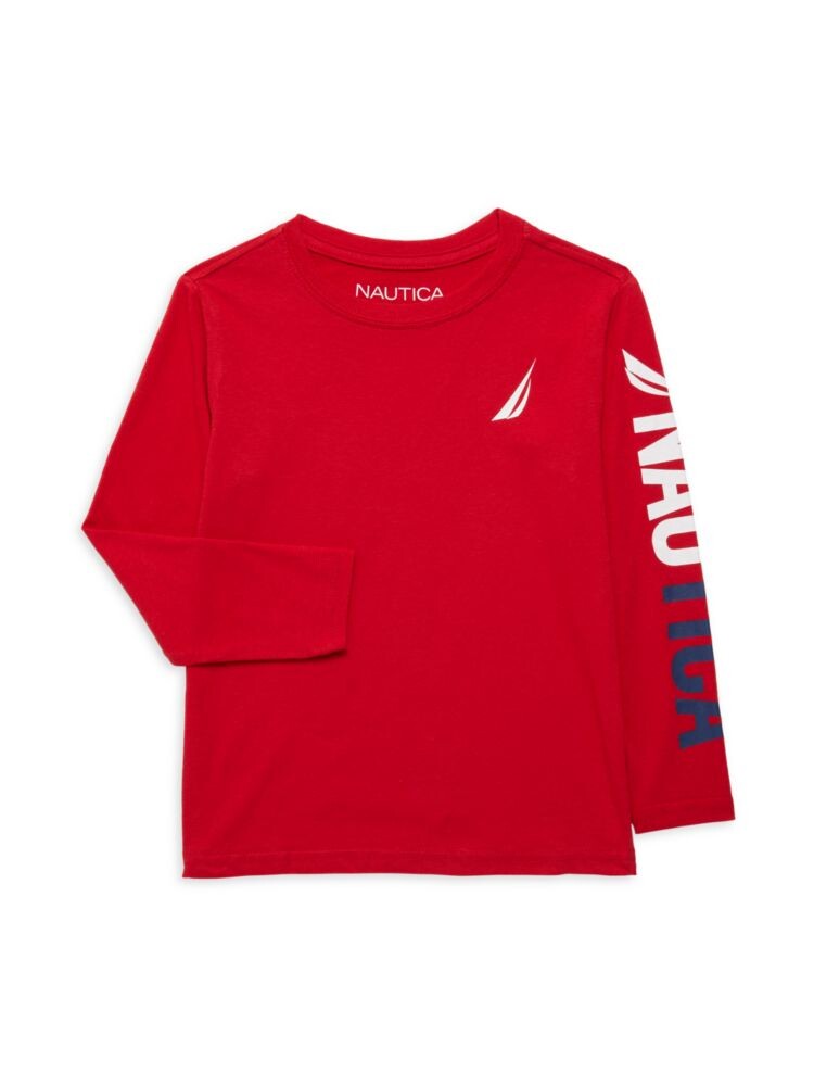 

Хлопковая футболка с логотипом для мальчика Nautica, цвет Carmine