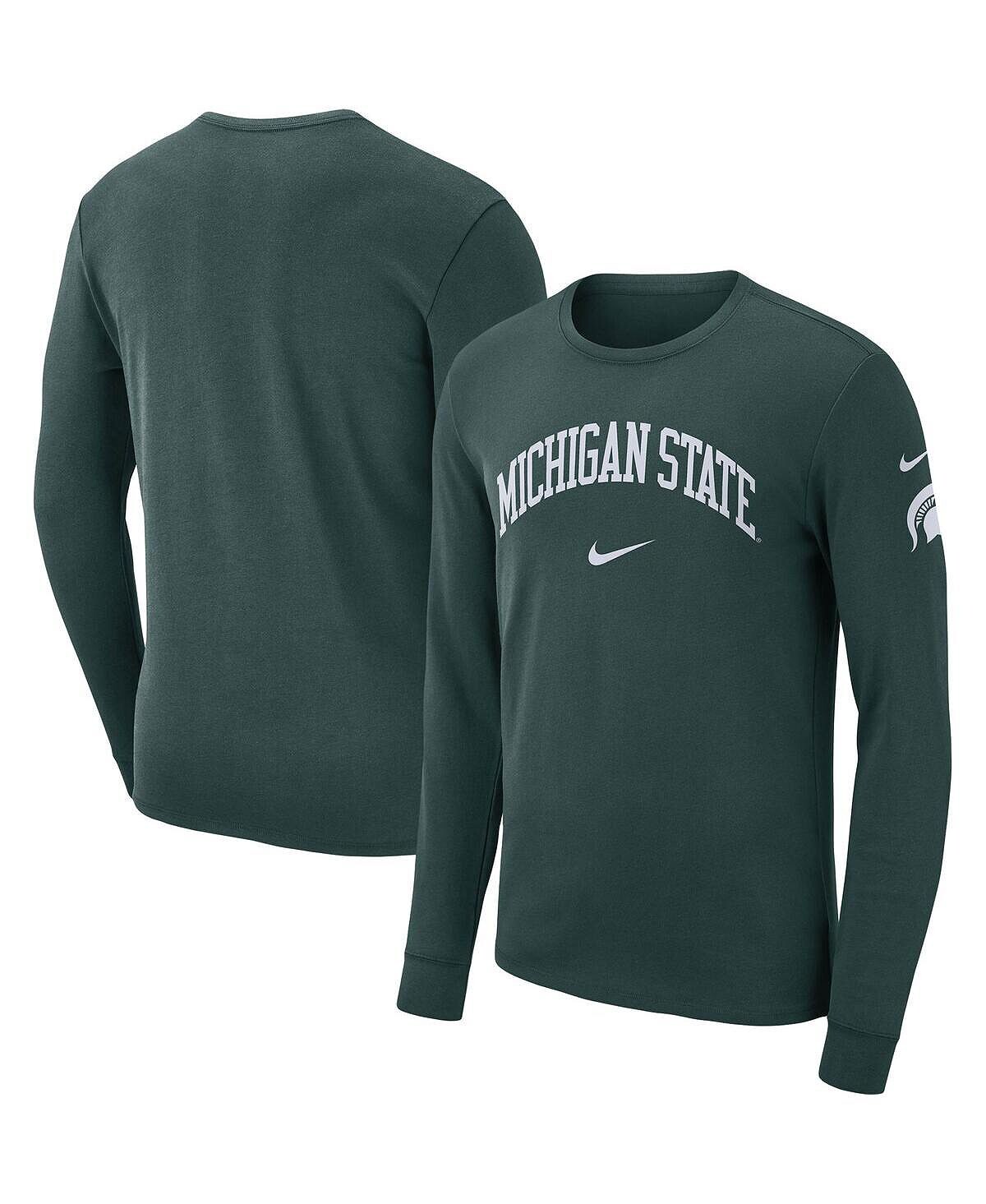 

Мужская зеленая футболка с длинным рукавом michigan state spartans arch 2-hit Nike, зеленый