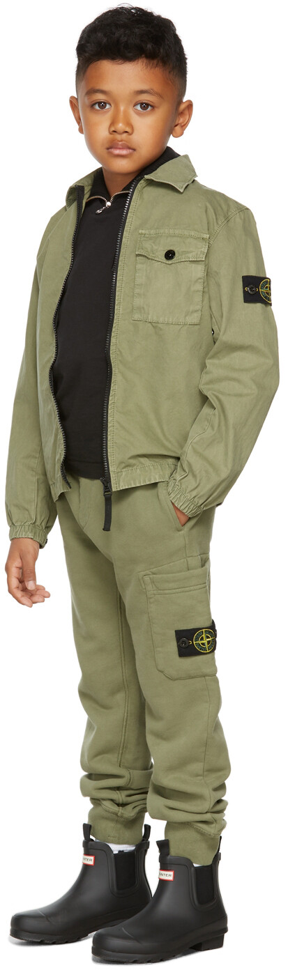 

Детская зеленая верхняя рубашка на молнии Stone Island Junior