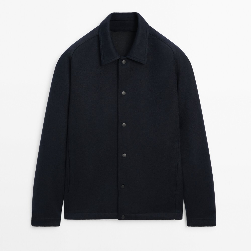 

Куртка Massimo Dutti Wool Blend With Snap Buttons, темно-синий