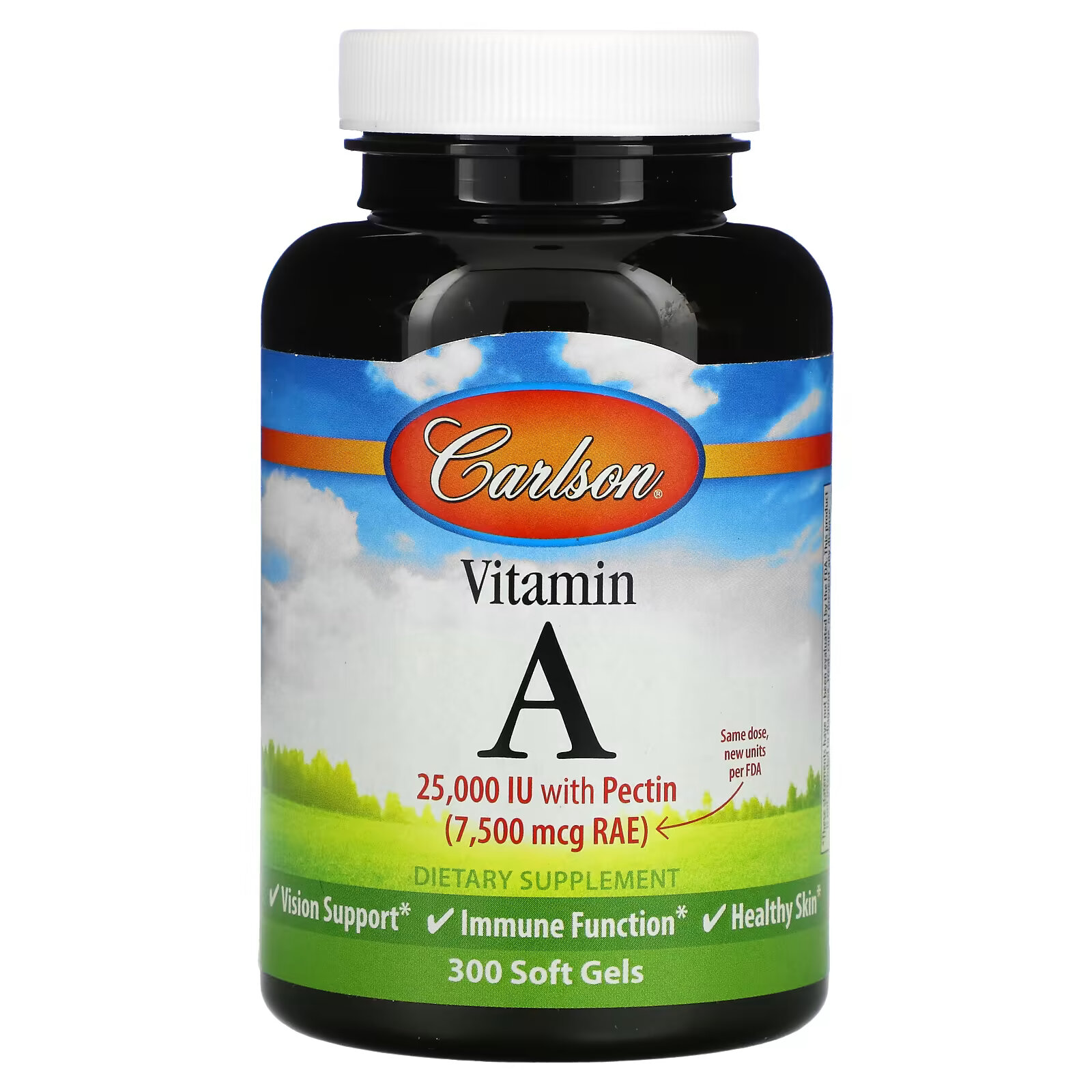 Carlson, витамин A, 25 000 МЕ, 300 капсул витамин а 25 000 ме carlson labs 120 капсул добавка для иммунитета зрения кожи ретинол для взрослых мужчин и женщин