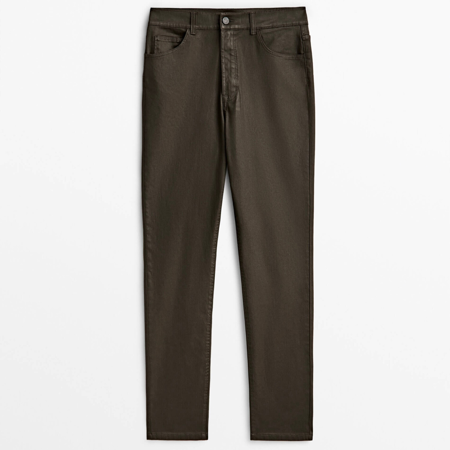 

Брюки Massimo Dutti High-waist Straight-leg, коричневый