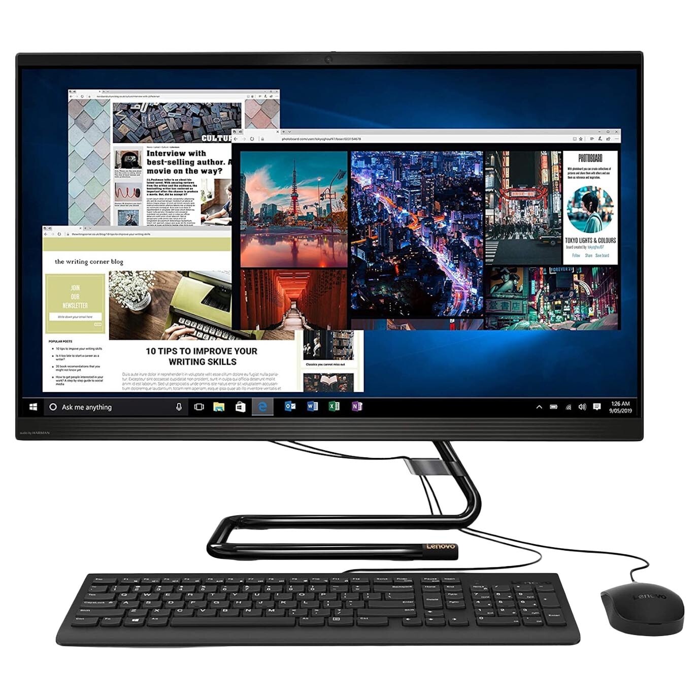 Моноблок Lenovo IdeaCentre AIO 3, 27″, 8Гб/1Тб, i7-10700T, Radeon 625, черный, английская/арабская клавиатура - фото