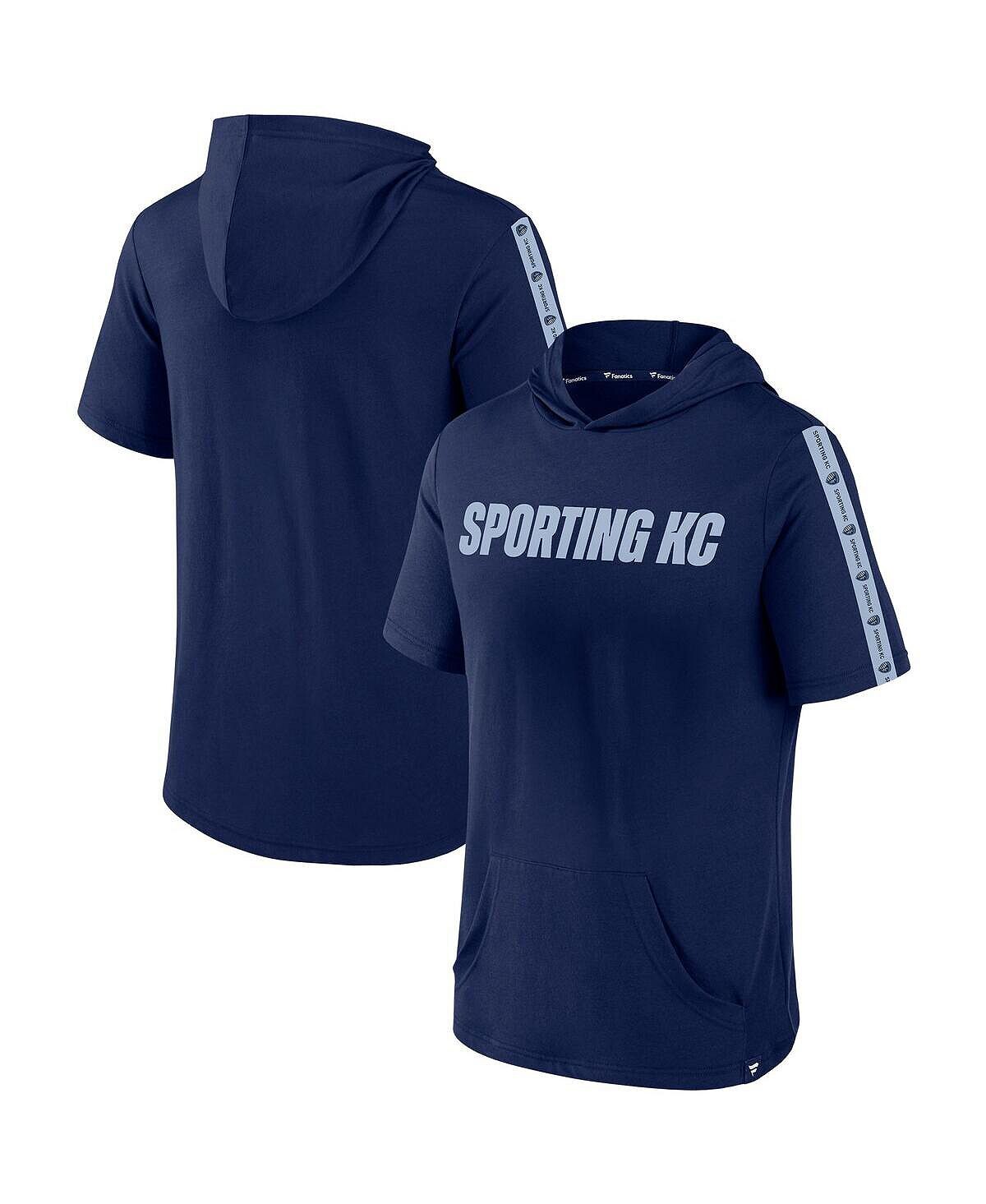 

Мужская фирменная темно-синяя толстовка с капюшоном sporting kansas city definitive victory с короткими рукавами Fanatics, синий