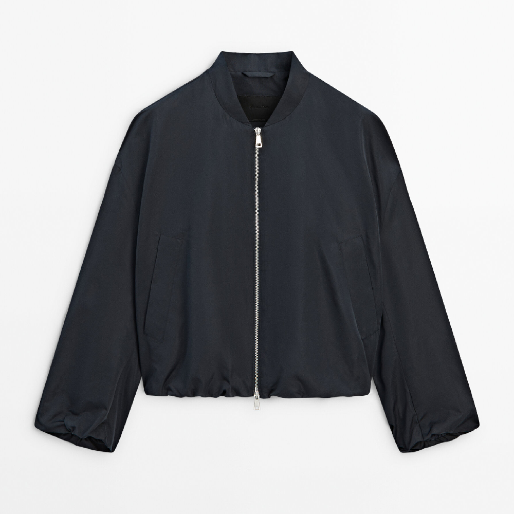 Куртка Massimo Dutti Loose-fitting Satin Bomber, темно-синий printio бомбер молния