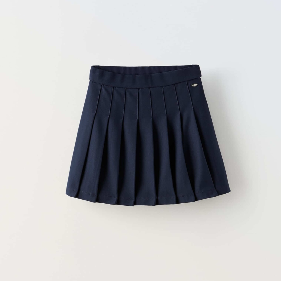 Юбка Zara Box Pleat, темно-синий юбка шорты zara box pleat серый