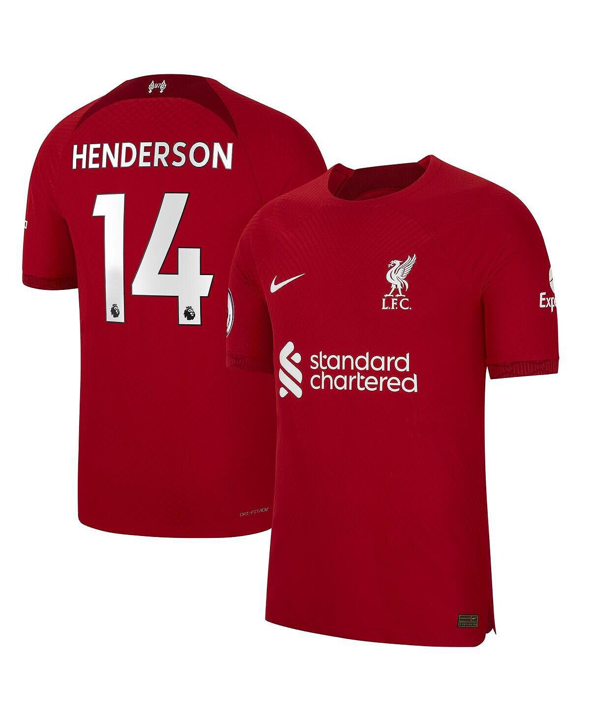 

Мужская футболка jordan henderson red liverpool 2022/23 home authentic player Nike, красный