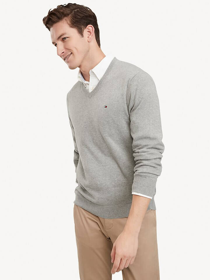 

Свитер Tommy Hilfiger Essential V-Neck, светло-серый