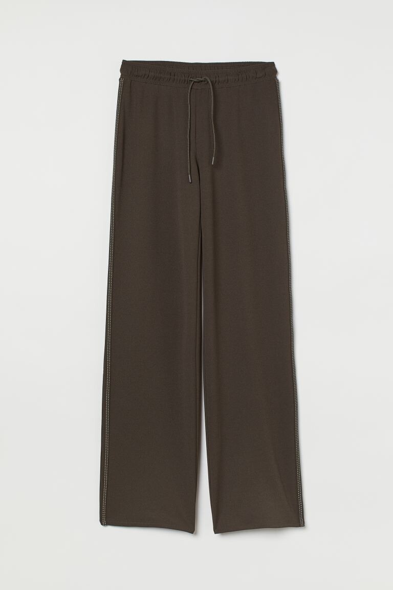 

Широкие брюки с лампасами H&M, темно-зеленый хаки