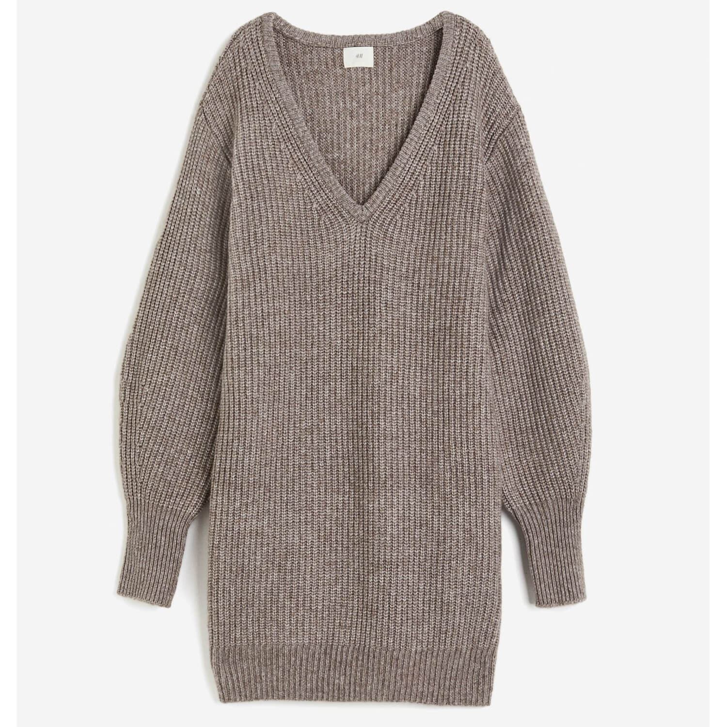 Платье H&M Rib-knit, коричневый платье короткое из трикотажа в полоску s белый