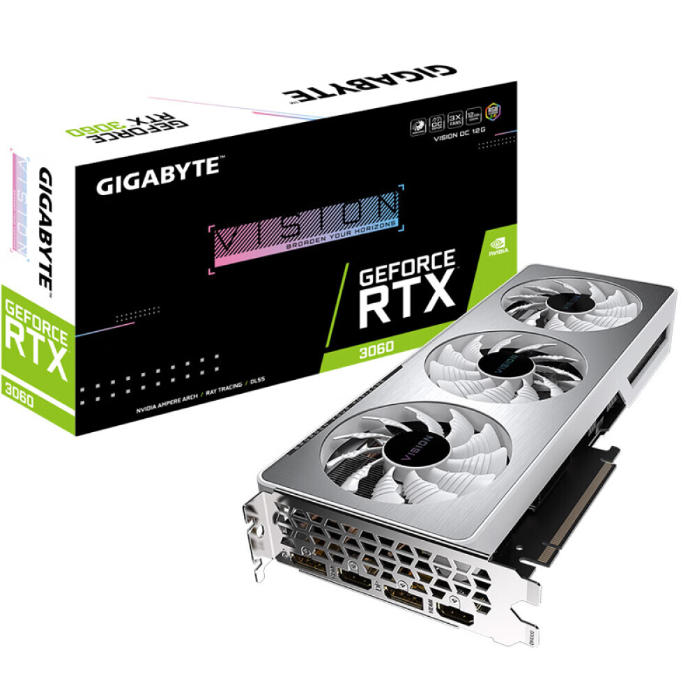 

Видеокарта дискретная Gigabyte RTX 3060 VISION OC GDDR6 12GB Snow Eagle 2.0
