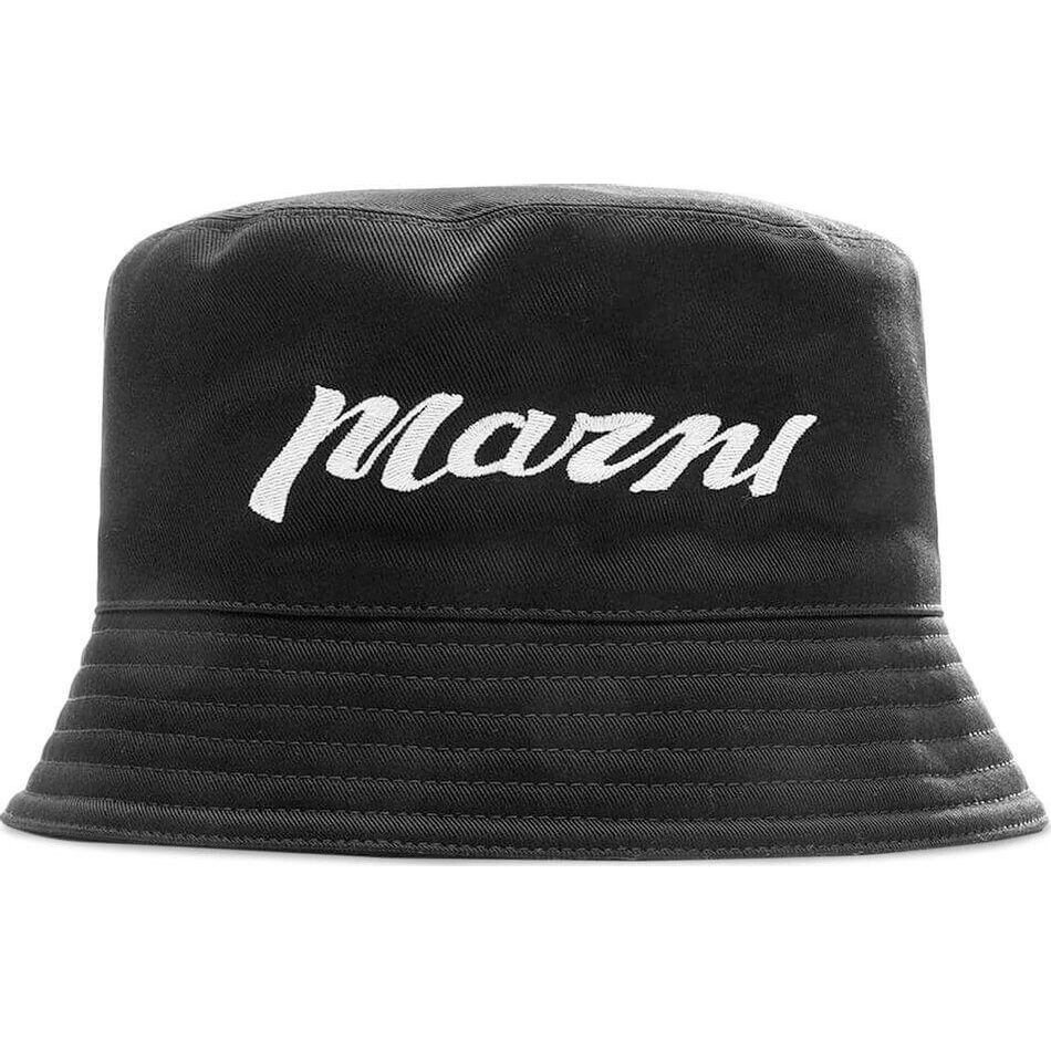 

Панама Marni Embroidered Logo Bucket, черный