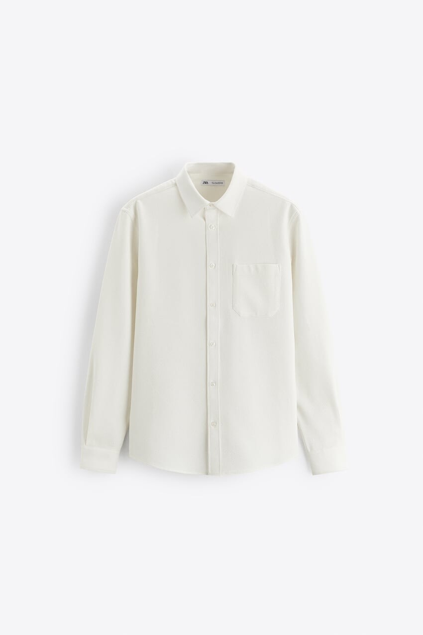 

Рубашка Zara textured stretch, белый