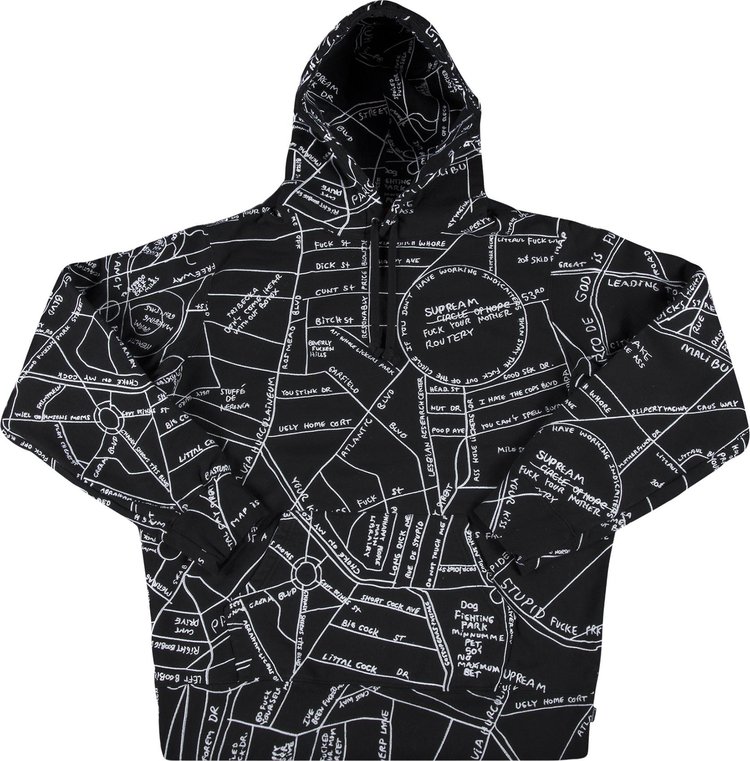 толстовка supreme gonz logo hooded sweatshirt black черный Толстовка Supreme Gonz Embroidered Map Hooded Sweatshirt 'Black', черный