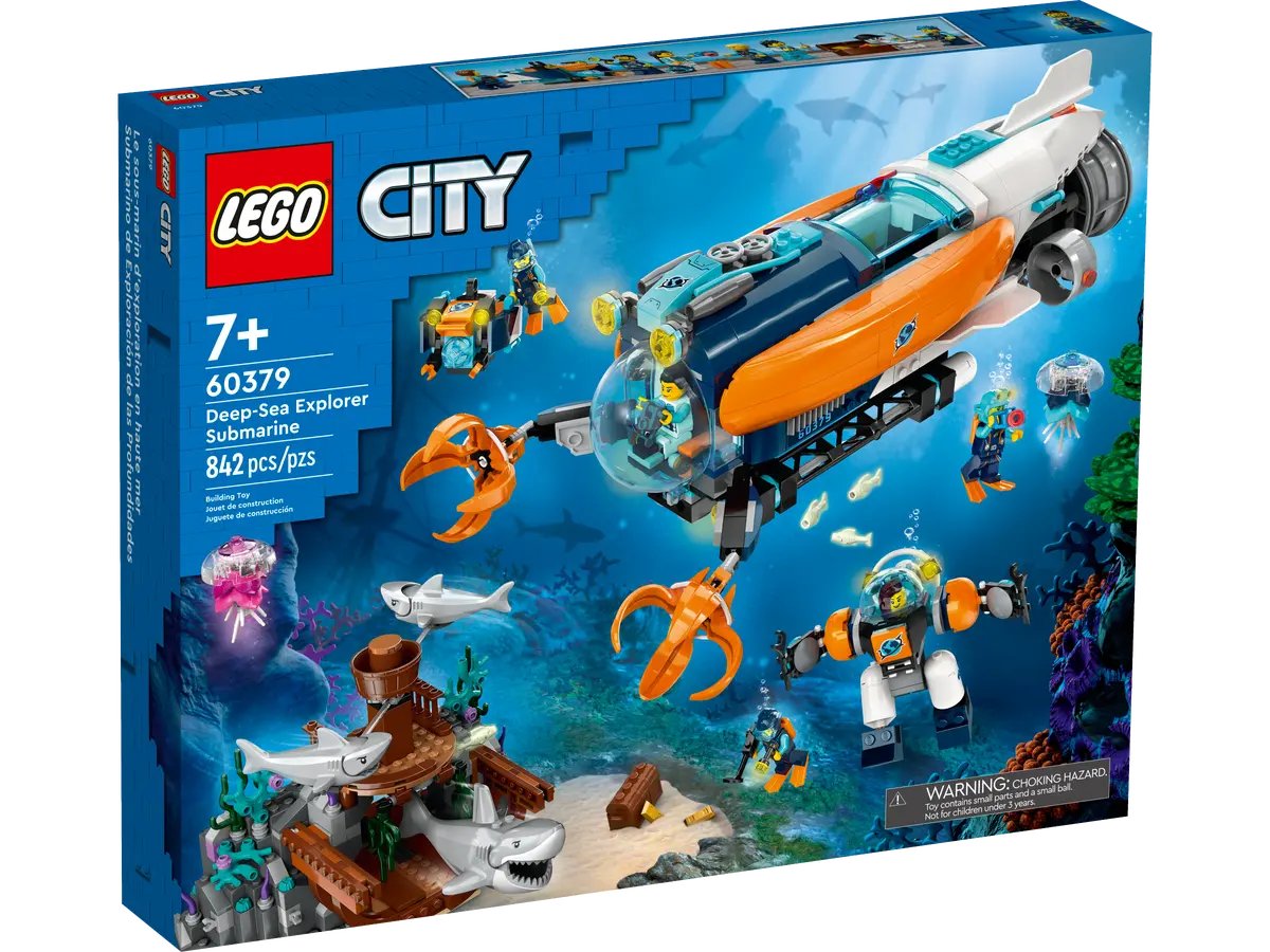 стол лодка подлодка подводная 65x65 см кухонный квадратный с принтом Конструктор Lego City Deep-Sea Explorer Submarine 60379, 842 детали