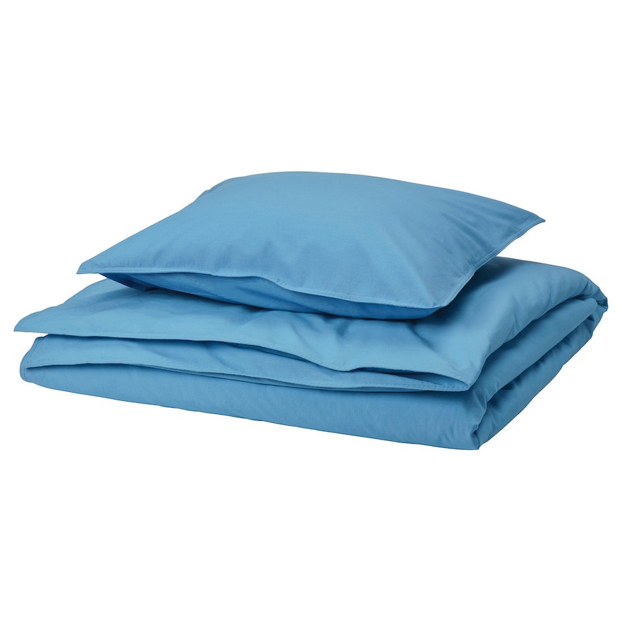 комплект постельного белья ikea angslilja 3 предмета серый Комплект постельного белья Ikea Angslilja, 150х200/50х60 см, синий