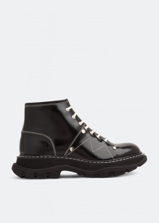 Ботинки ALEXANDER MCQUEEN Tread lace up boots, черный цена и фото