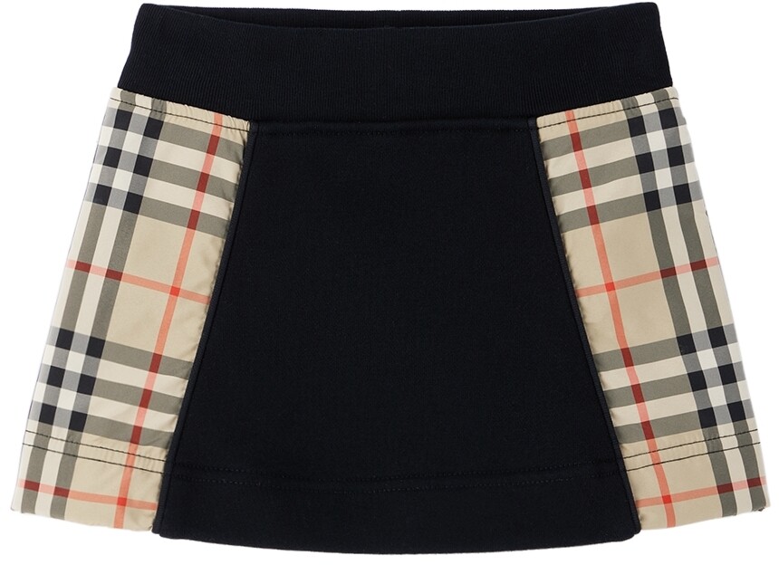 

Черная юбка в клетку в клетку Baby Baby со вставками Burberry