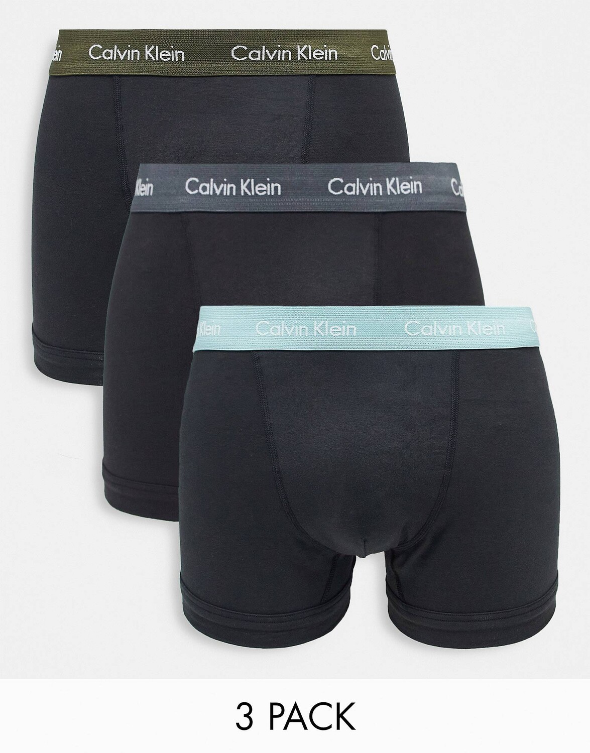 

3 пары трусов Calvin Klein черного цвета с цветным поясом