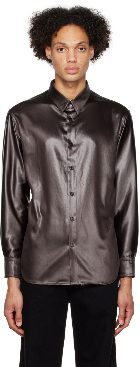 

Коричневая рубашка с открытой спиной Eckhaus Latta
