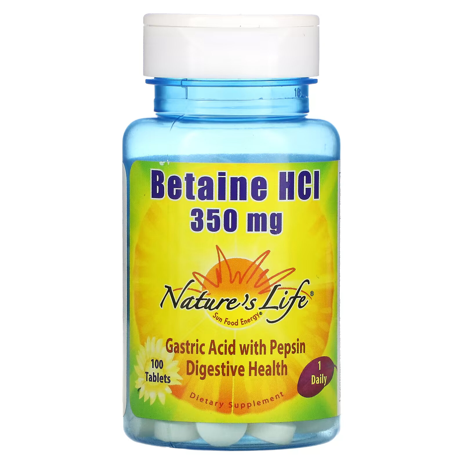 Nature's Life, бетаина гидрохлорид, 350 мг, 100 таблеток nature s life бетаина гидрохлорид 648 мг 250 капсул