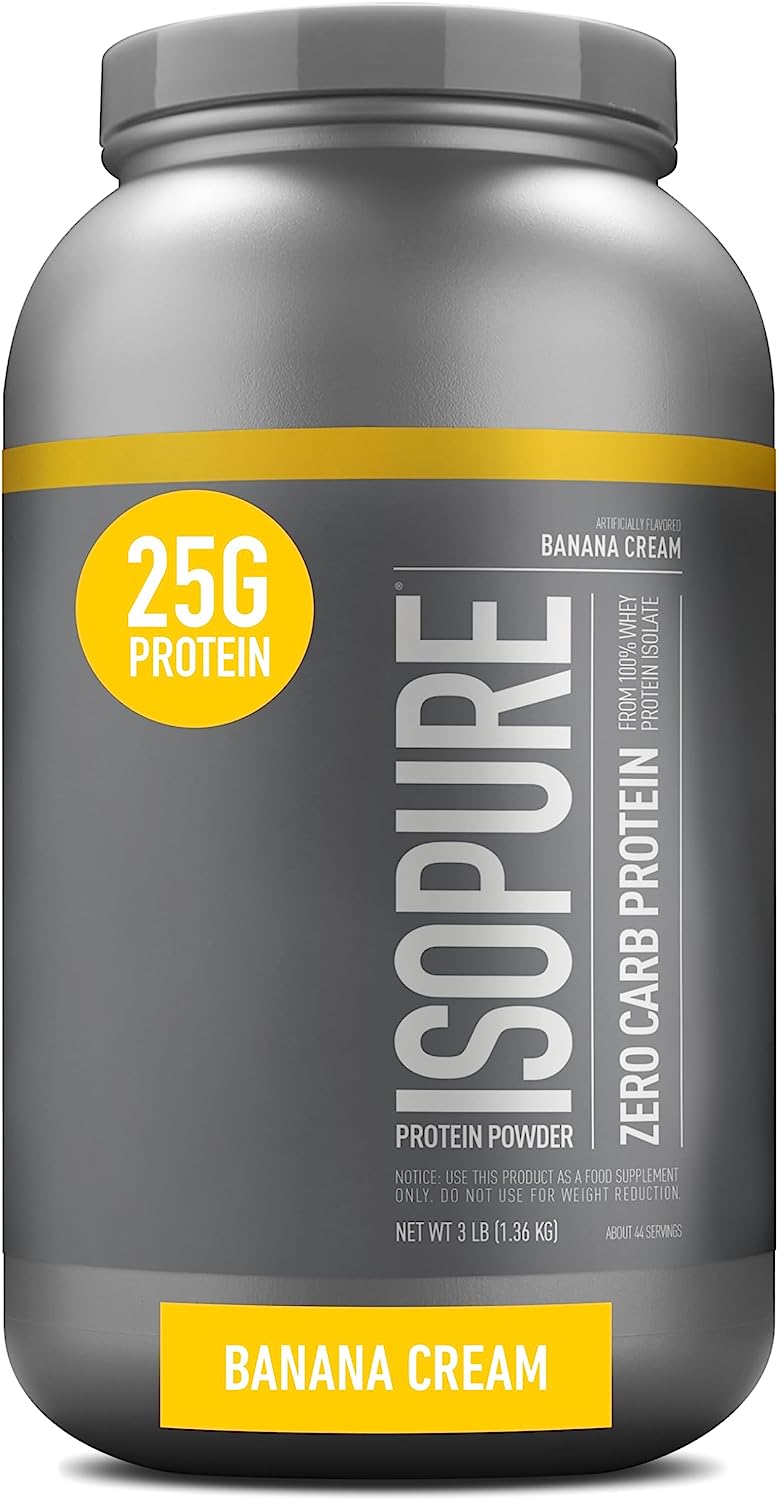 Изолят протеина Isopure Zero Carb, 1360 г, банановый крем isopure zero carb протеиновый порошок клубника и сливки 1 36 кг 3 фунта