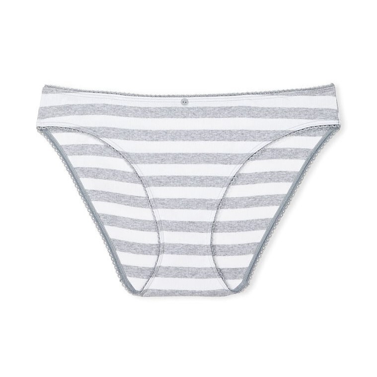 

Трусы Victoria's Secret Ribbed Cotton Bikini, белый, серый