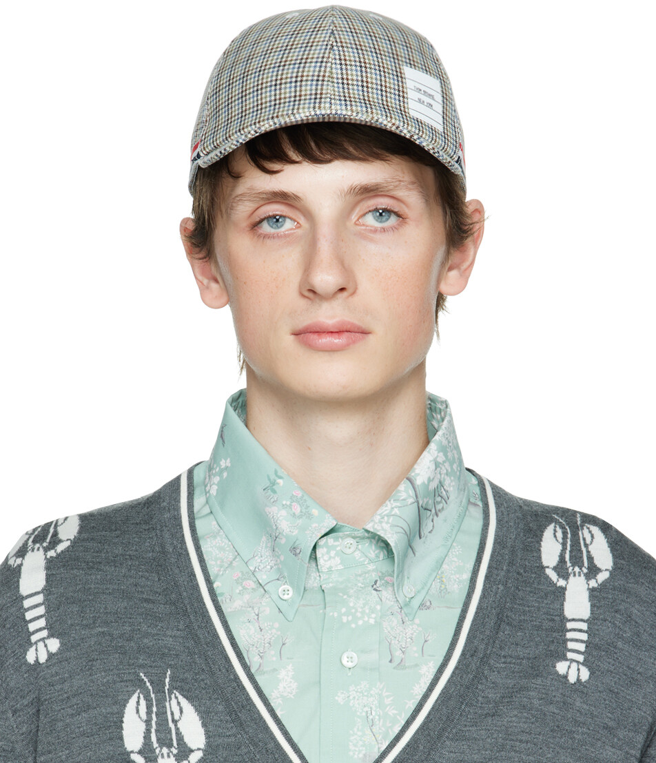 

Синяя кепка с узором \гусиные лапки\"" Thom Browne