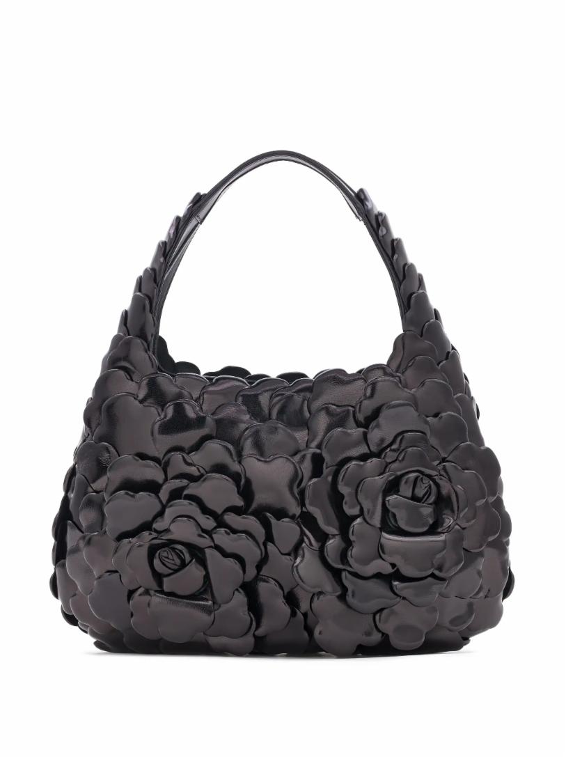женская кожаная сумка хобо 6659 блек Сумка-хобо Small Atelier Rose Valentino