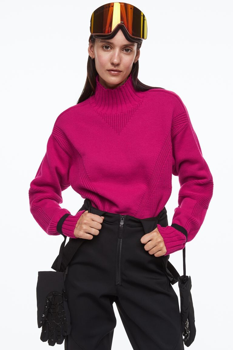 

Теплый свитер с высоким воротником H&M, малиново-розовый