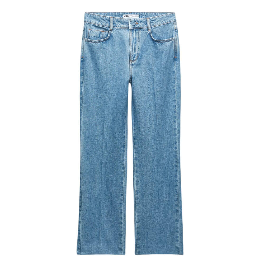 

Джинсы женские с высокой посадкой Zara Z1975 Straight-leg, голубой