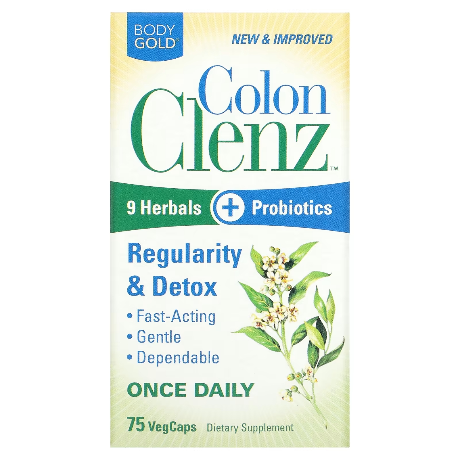 Пищевая Добавка BodyGold Colon Clenz, 75 капсул natural balance colon clenz 120 вегетарианских капсул