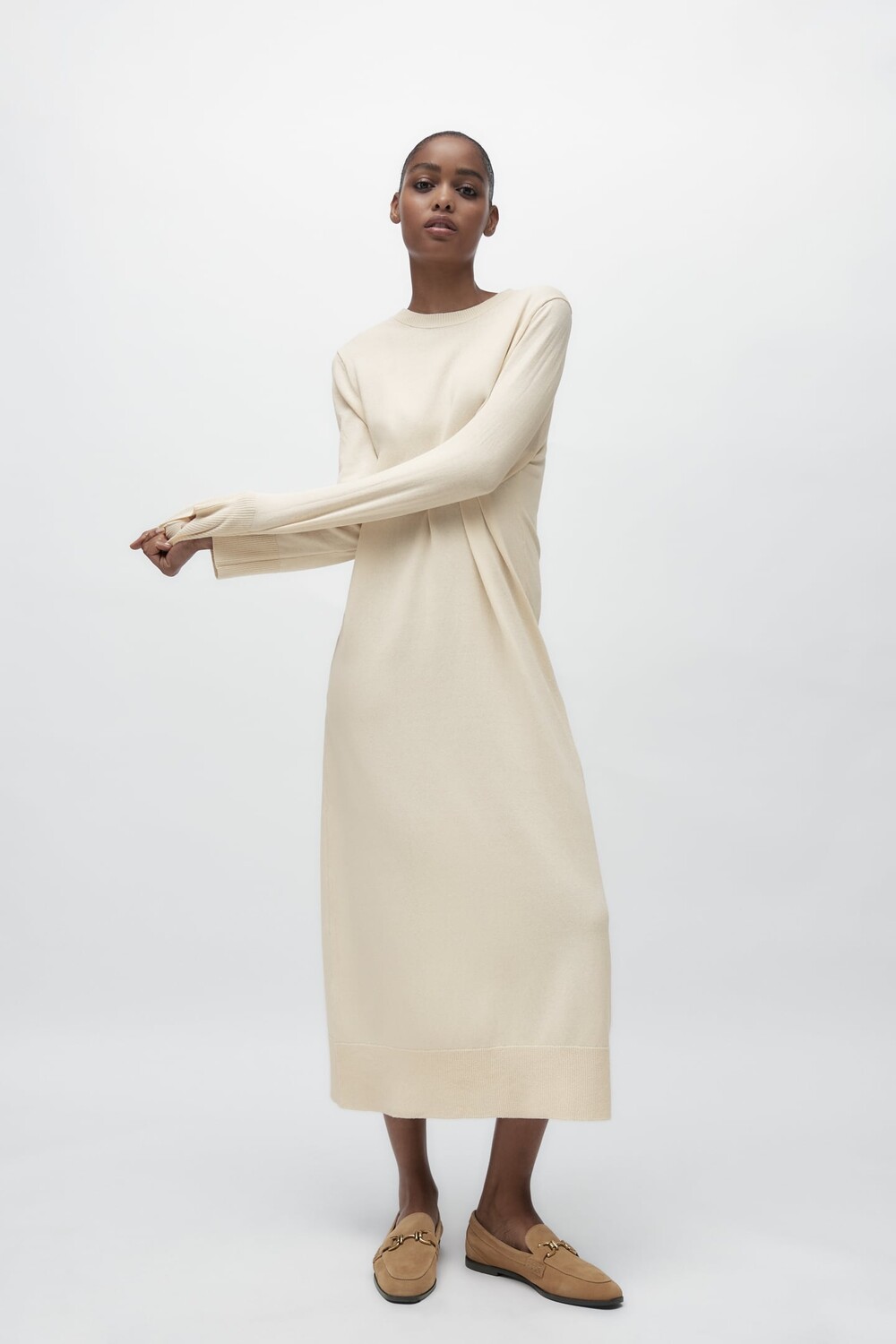 

Лоферы из замши с разделками с пряжкой ZARA, коричневый