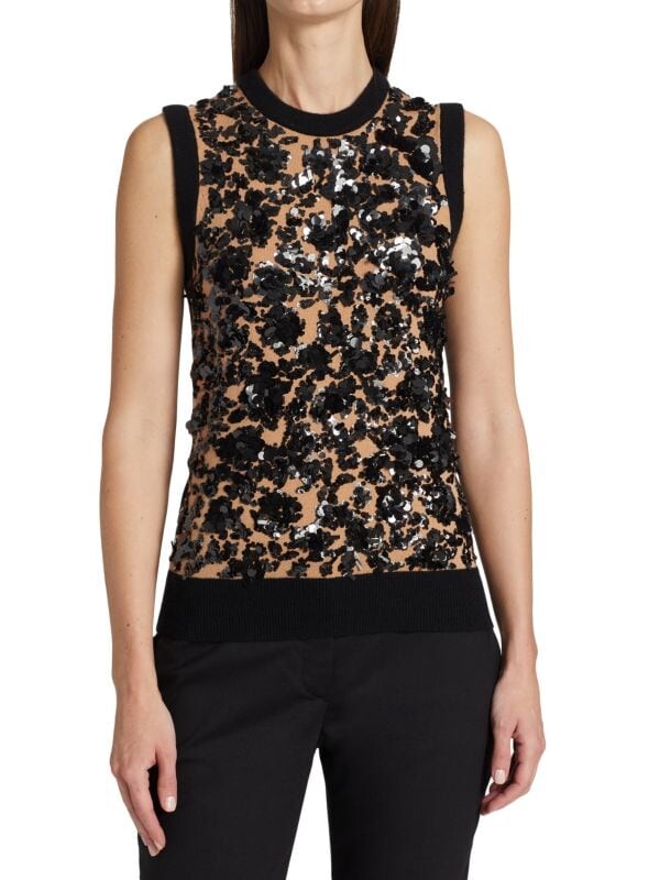 

Кашемировая ракушка с цветочным принтом и блестками Michael Kors Collection Black suntan