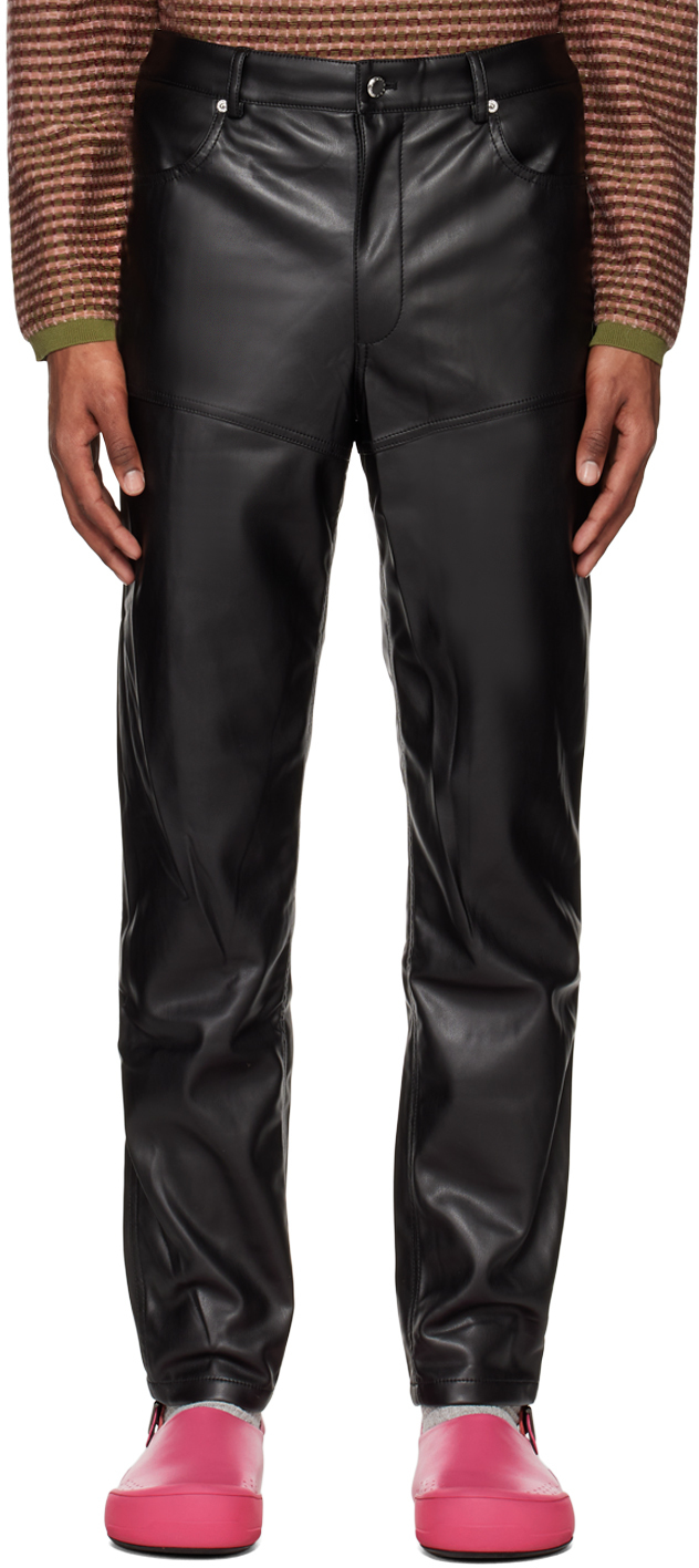 Черные брюки из искусственной кожи со вставками Eckhaus Latta