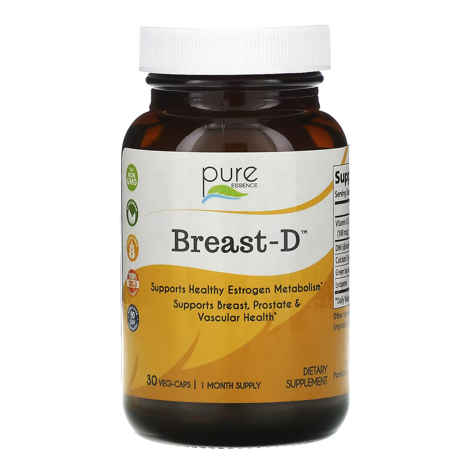 Pure Essence, Breast-D, 30 вегетарианских капсул дииндолилметан pure essence 30 капсул