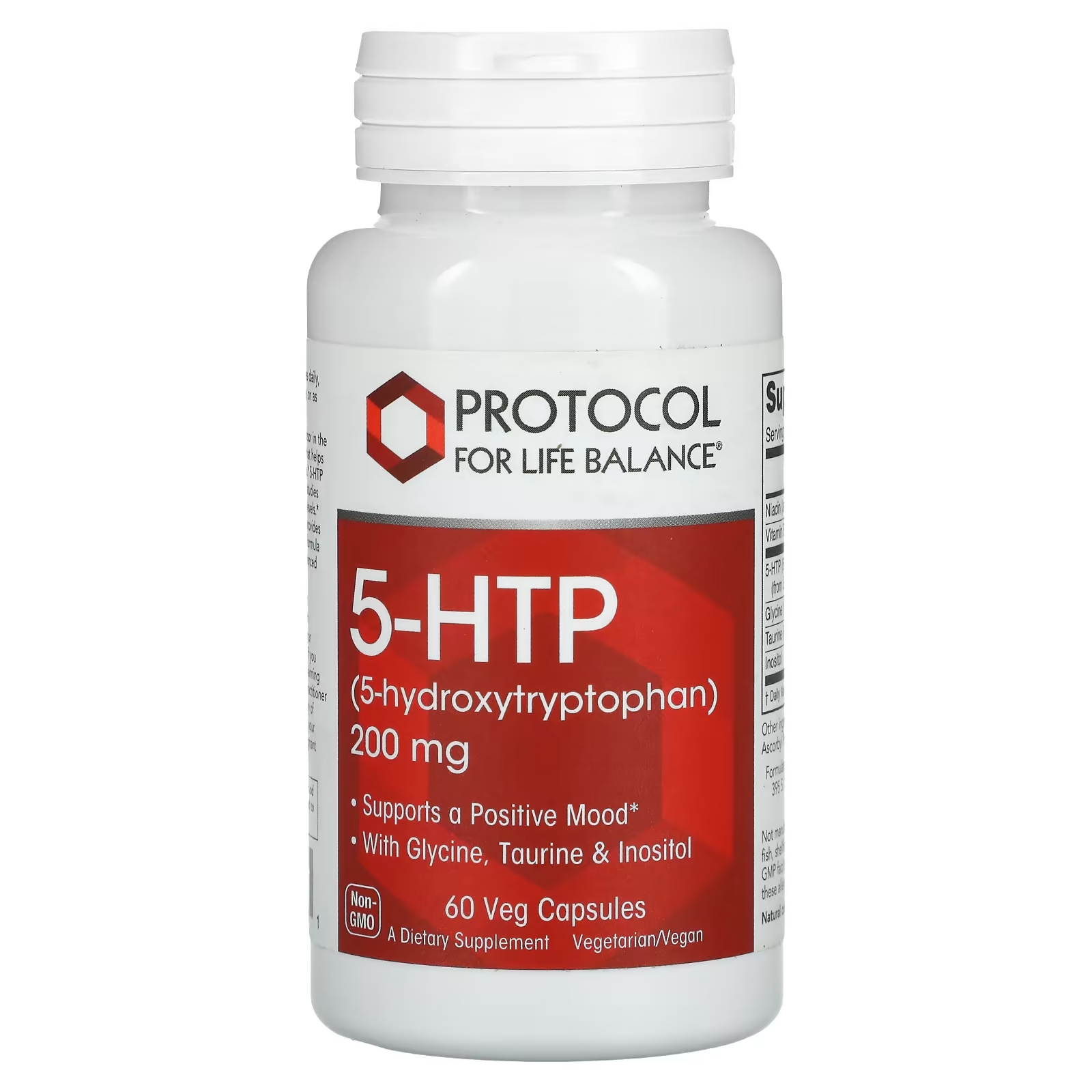 Protocol for Life Balance 5-гидрокситриптофан 5-HTP 200 мг, 60 вегетарианских капсул